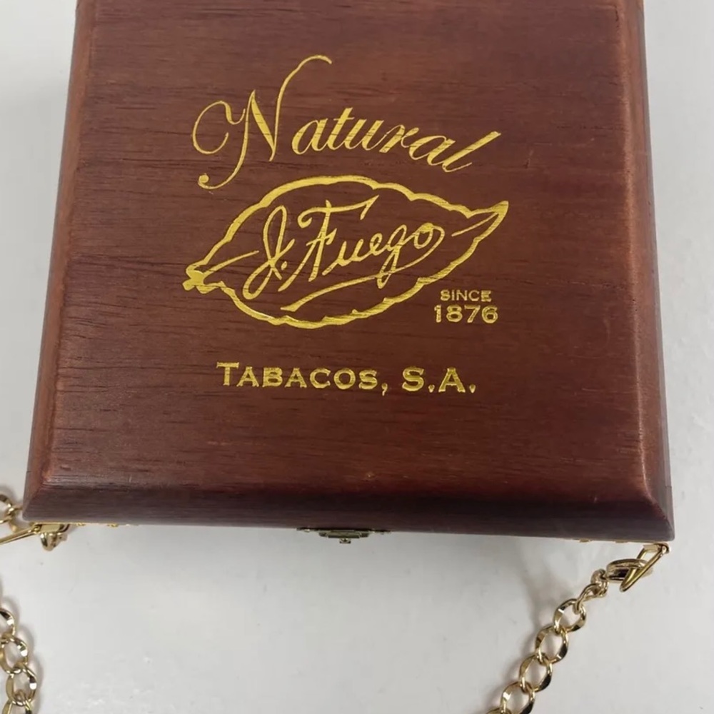 Handmade Unique Cigar Box Handbag-Wood Chain Shoulder Strap-J.Fuego